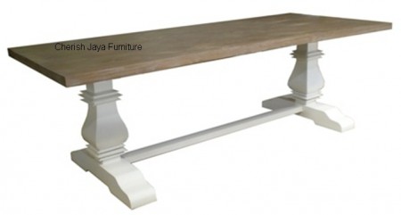 Code: SJDT 031 Name: Kloster Dining Table Size:  W=180 x D=90  x H=78 cm  W=220 x D=100 x H=78 cm W=260 x D=100 x H=78 cm W=280 x D=100 x H=78 cm Thickness top = 4 cm Thickness leg = 14 cm Wood: Solid Teakwood